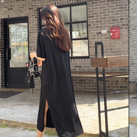 New Black Side Slitted Black Dress - Picture 4 of 4